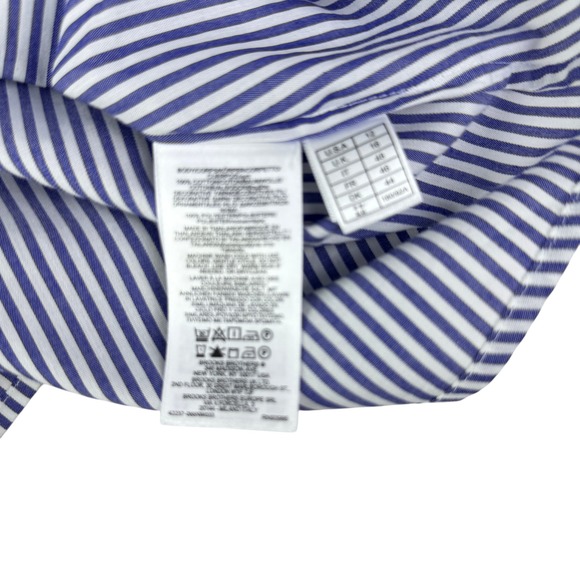 Brooks Brothers Red Fleece Blue White Stripe Embroidered Lace Blouse Size 12 - Picture 5 of 9